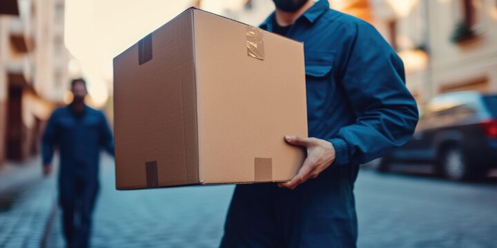 Professional Courier Delivering Package