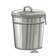 A bathroom trash can illustration, bathroom element, vector art, stainless steel, on transparent background png file