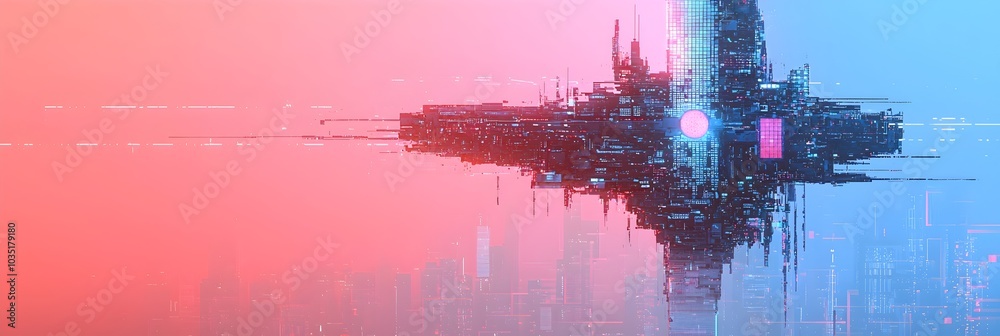 Aufkleber Mesmerizing Glitch Effect with Distorted Pixels and Futuristic Digital Artwork Creating a Captivating and Modern Visual Experience