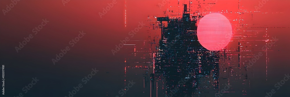 Poster mesmerizing futuristic glitch effect with distorted vibrant pixels abstract digital art with strikin
