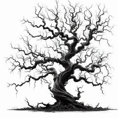 silhouette of a spooky dead tree without leaves