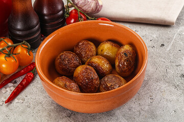 Baked baby potato in the bowl