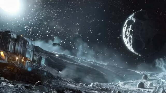 Space mining operation on an asteroid, Video