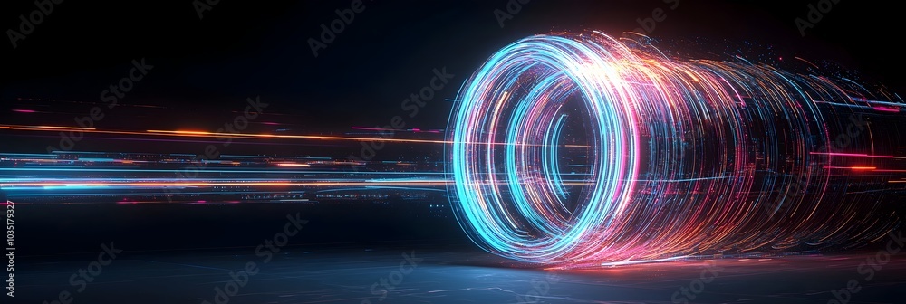 Poster Mesmerizing neon wave patterns creating a dynamic and visually captivating abstract backdrop  Sleek futuristic design with fluid lines and energetic movement