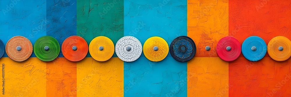 Poster Mesmerizing symmetrical mandala patterns with a vibrant kaleidoscopic color palette creating a visually striking and captivating digital art design
