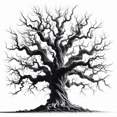 Obraz premium silhouette of a spooky dead tree without leaves
