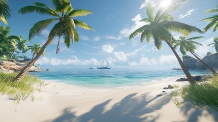 Obraz premium Tropical Beach Paradise with Calm Waters