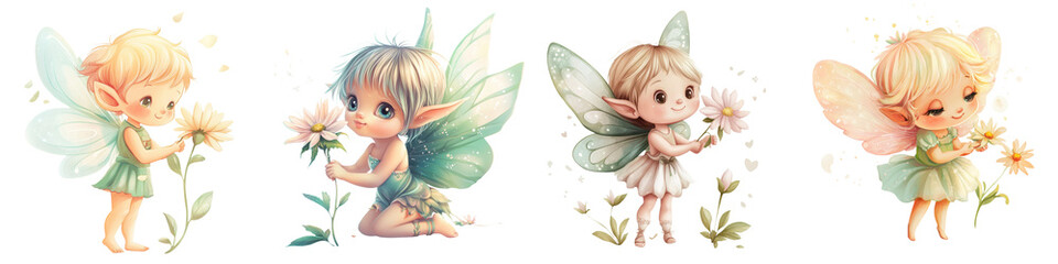 Fototapeta premium Charming of adorable fairy girls in a whimsical floral scene evoking a sense of magic innocence and the enchantment of childhood Vibrant colors delicate details