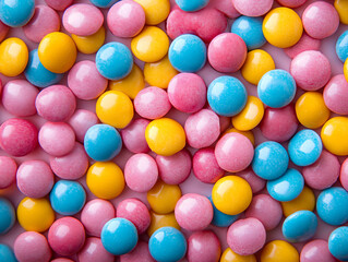 Colorful lollipops and different colored round candy. candy colorful background. 