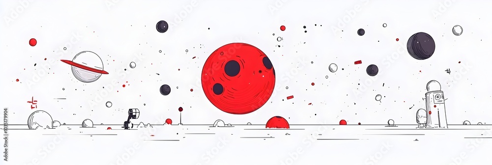 Poster minimalist line art elements such as simple geometric shapes lines and patterns artfully scattered o