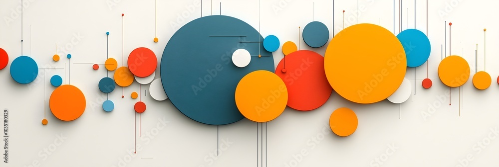 Poster overlapping and intermingling colored circles visualizing the synthesis of different ideas and conce