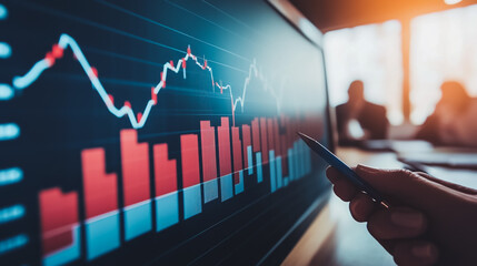 Abstract business and charts and graphs with statistics to innovative analyze business potential and forecast future development of companies growth.