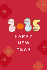 Happy Chinese new year 2025 greeting card with cute snake.