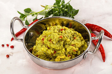 Guacamole with avocado, tomato and chili