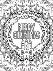 Fototapeta premium Christmas Quote Coloring Page for Adults. Christmas Motivational Quote Coloring Page
