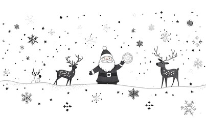 Naklejka premium Doodle Christmas and New Year Cards - 2D Hand-drawn Illustrations on White Background