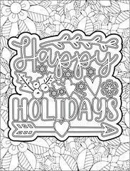 Christmas Quote Coloring Page for Adults. Christmas Motivational Quote Coloring Page