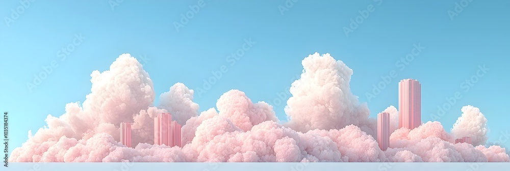 Aufkleber Soft pastel clouds creating a dreamy and whimsical atmospheric landscape  This digital features a minimalist ethereal and serene design with a calming elegant and subtly textured gradient