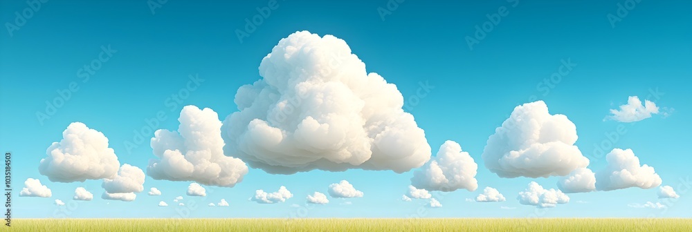 Aufkleber soft wispy clouds gently drifting across a serene calming blue sky backdrop creating a peaceful ethe