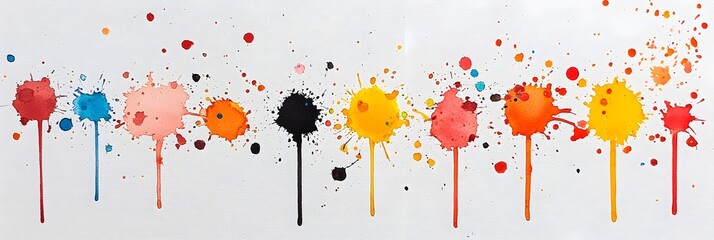 Fototapeta premium Stunning abstract background featuring a harmonious blend of vivid ink splashes and watercolor stains creating a dynamic and visually captivating composition The fluid