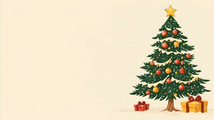 Playful Cartoon Christmas Tree with Festive Elements