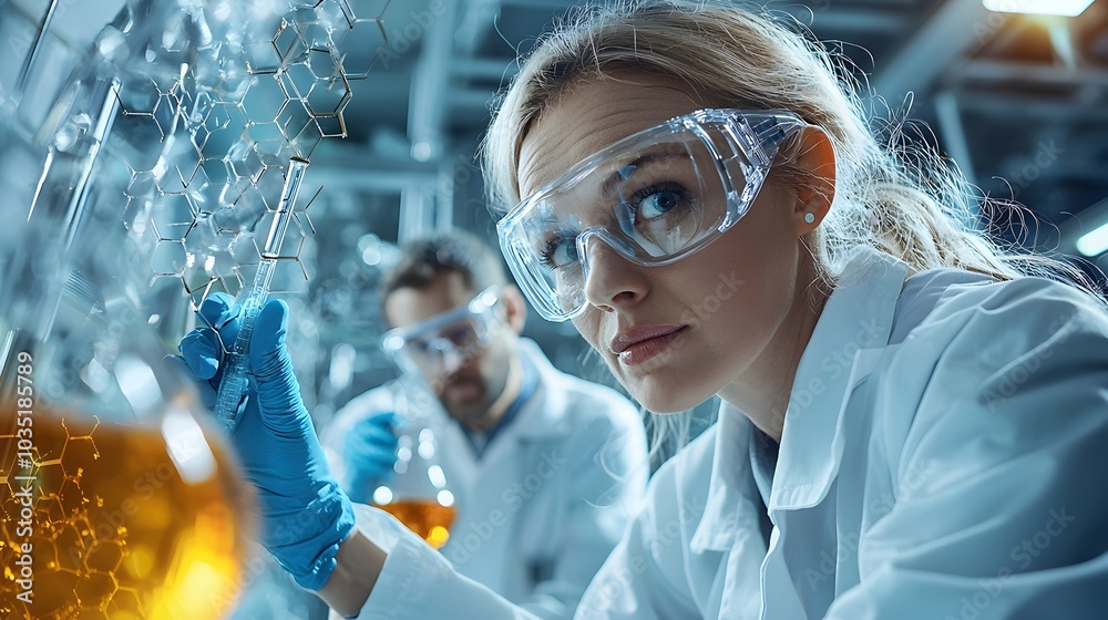 Poster Technicians closely examining and inspecting advanced biofuel reactors and processing equipment a critical step in sustainable energy production and innovation