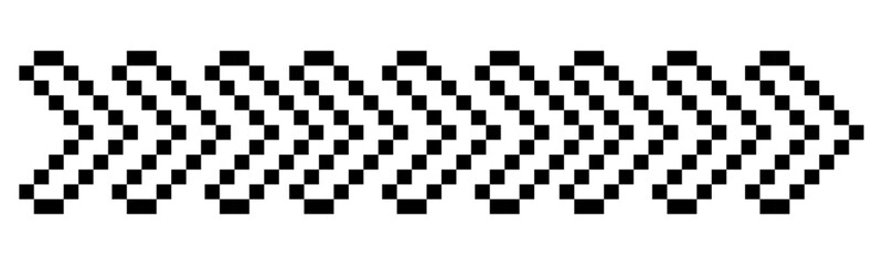 Pixel border arrow, way direction 8 bit retro mosaic element. Game simple solid decoration. Pixelated symbol. 