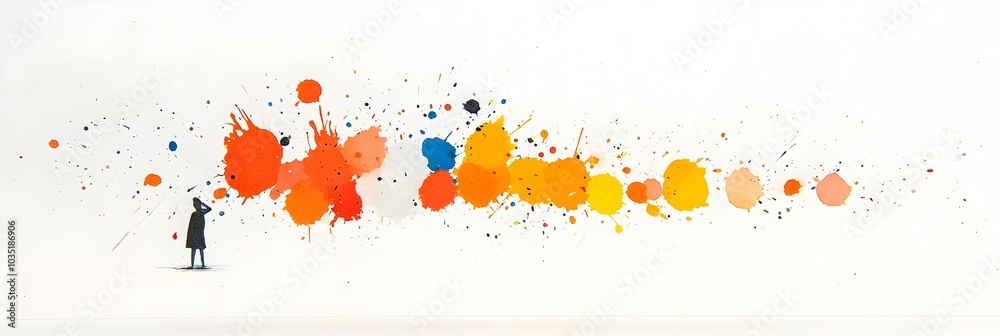 Poster Vibrant and dynamic abstract art background created by natural blending of ink splashes and watercolor stains  Captivating fluid art with an creative visual effect