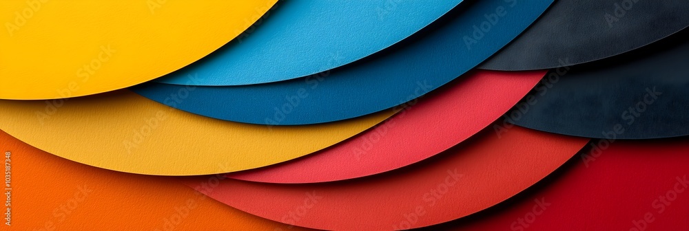 Poster vibrant layered abstract artwork created with vivid paper cutouts in a modern graphic design composi