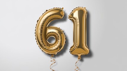 Golden Balloons Shaped as the Number 61 for a Birthday Celebration Backdrop