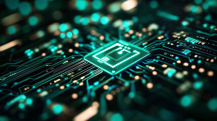 Cybersecurity Lock with Digital Shield and Futuristic Encryption Symbols