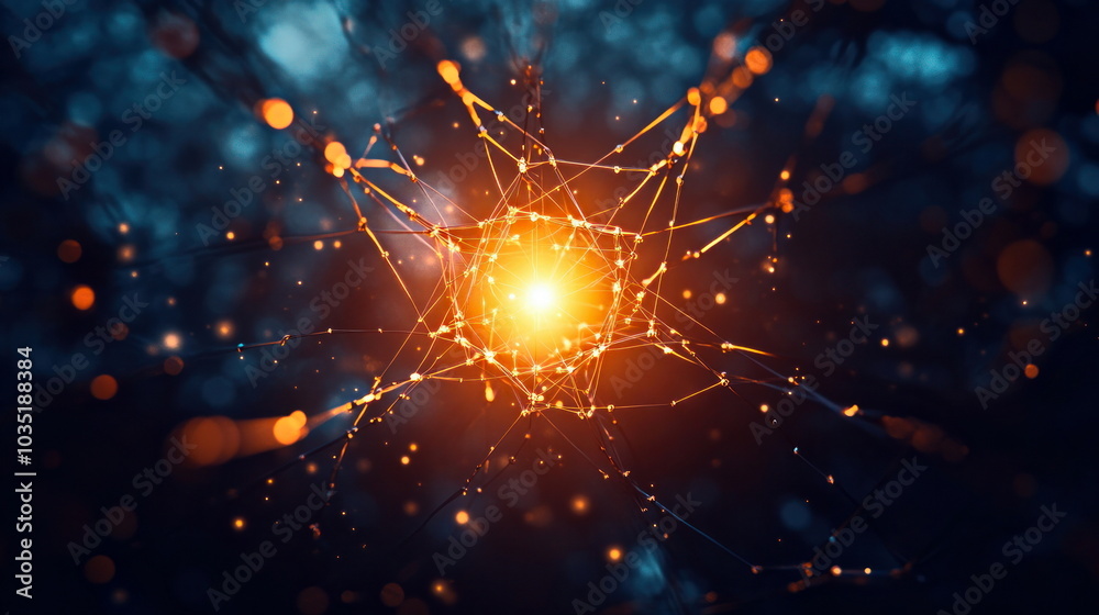 Poster Abstract Network Connection With Glowing Light.