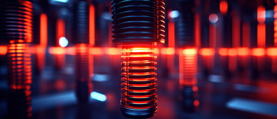 Obraz premium Abstract Red and Blue Light Installation.