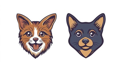 Obraz premium Dog and Cat Pet Logo Design