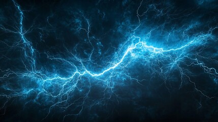 Fototapeta premium A breathtaking display of electric lightning bolts against a dark background, showcasing the power of nature in a vivid blue glow.