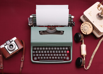 Photo of vintage set up with old typewriter