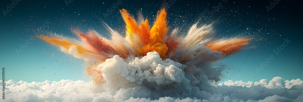 Leinwandbilder Captivating abstract image showcasing a vibrant explosion of powdery colors frozen in dynamic fluid motion creating a striking modern and contemporary visual effect