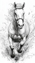 Fototapeta premium Dynamic galloping horse in minimalist line art, showcasing movement and grace, perfect for modern decor or artistic expressions.