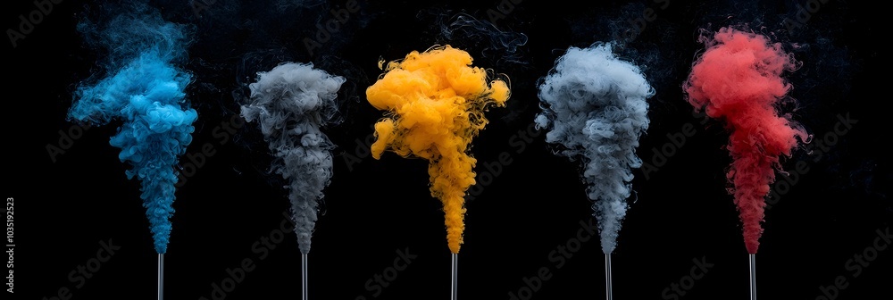 Aufkleber Captivating image of colorful smoke swirling and twisting in the air creating mesmerizing abstract shapes and patterns that evoke a sense of ethereal beauty and expression