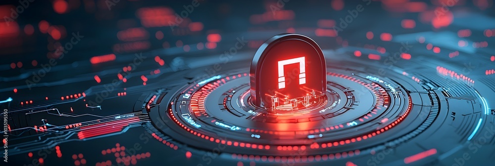Poster Digital lock symbol surrounded by intricate encrypted data patterns representing the importance of cybersecurity and data protection in the digital age