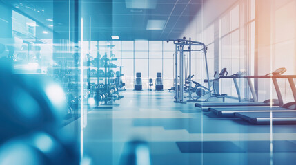 Fototapeta premium 3D illustration of a futuristic blue tech fitness center