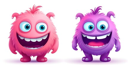 Fototapeta premium Cute monsters characters for game art, funny, cartoon mascot design