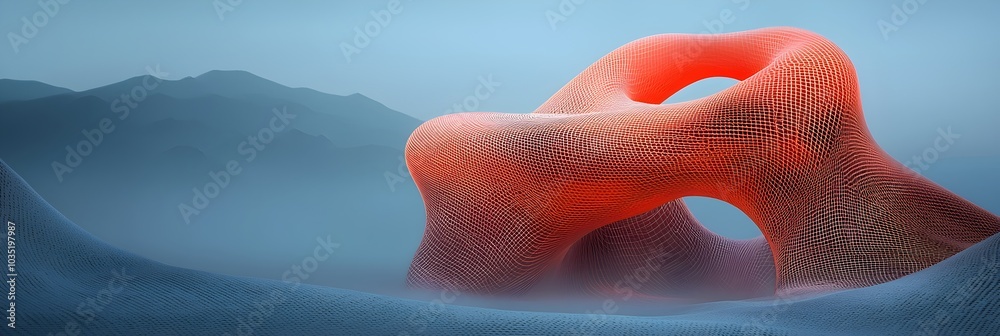 Aufkleber Flowing abstract lines and waves suggesting the dynamic movement and connectivity of digital data or sound wave patterns  This colorful minimalist
