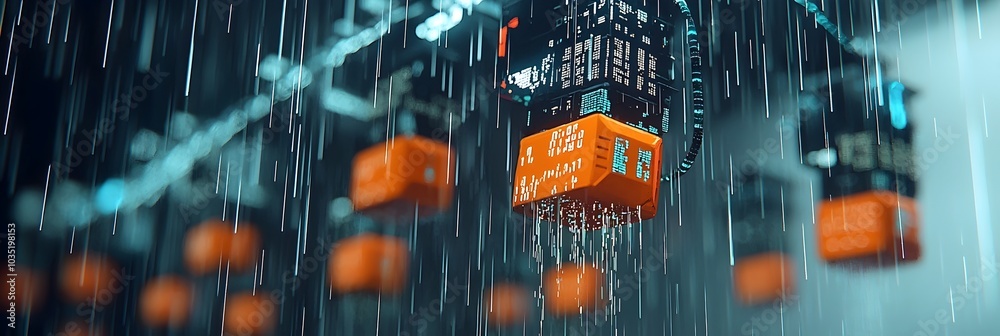 Aufkleber Flowing Binary Code Forming a Digital Rain Effect Across a Dark Futuristic Background Representing the Interconnected Nature of Technology and Data