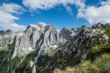 Stunning mountain scenery in Prokletije National Park, Accursed Mountains, Grebaje, Montenegro