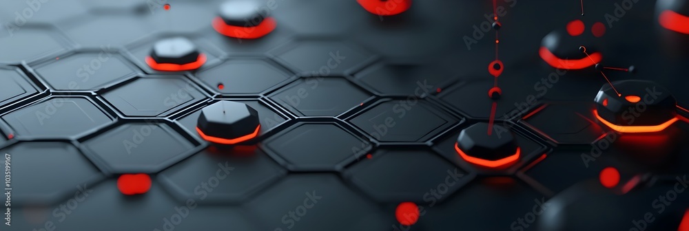 Aufkleber Hexagonal grid patterns with geometric shapes and lines representing the intersection of technology engineering and modern architectural design