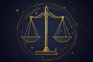 An elegant and balanced symbol representing the Libra zodiac sign, often depicted as a set of scales