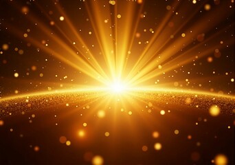 Radiant Beams of Gold Light - Shining Design Representing Spiritual Energy and Hopeful Illumination