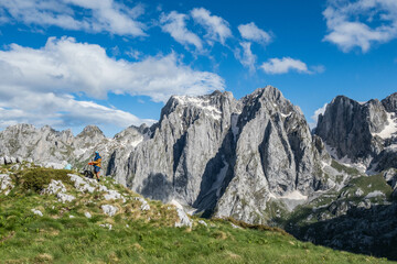 Stunning mountain scenery in Prokletije National Park, Accursed Mountains, Grebaje, Montenegro