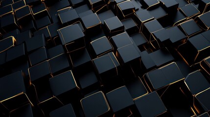 Fototapeta premium Black and Gold Cubes Abstract Background